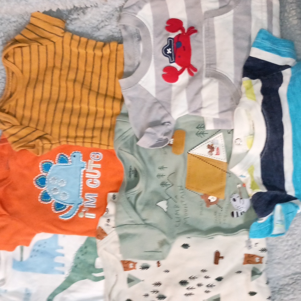 0-3 months 7 short sleeve baby boy  onesies